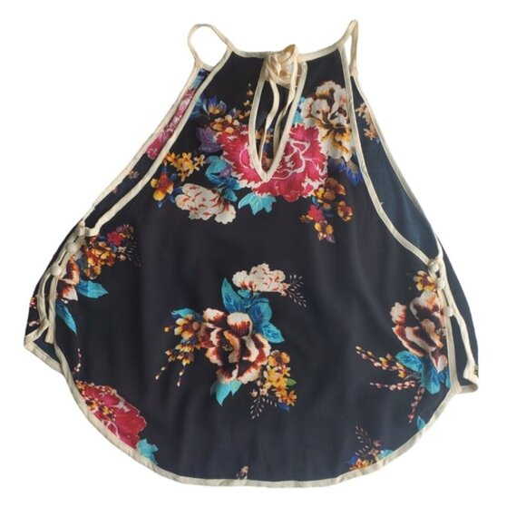 Free People Break Free Black Floral Spaghetti Strap Top Size XS - Picture 3 of 7